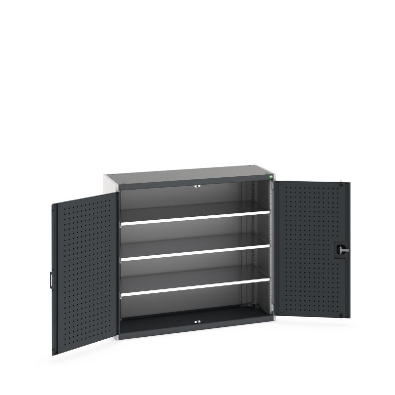 Armoire d'atelier Cubio SMF-13512-1.1 - Portes Perfo & 3 tablettes réglables - 1300x525x1200 mm_0
