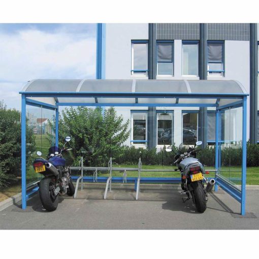 Abri vélo semi-ouvert voûte / structure en acier / bardage en verre trempé securit / pour 10 vélos_0