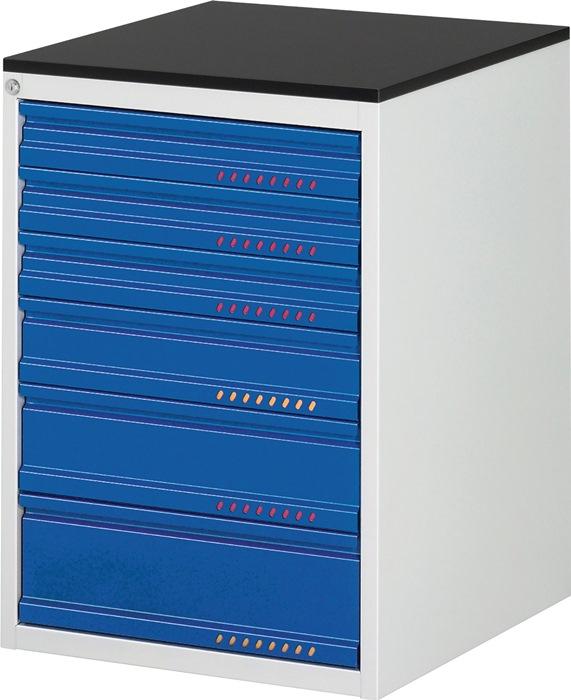 Armoire à tiroirs PROMAT BK 650 - H820 x l580 x P650 mm - gris clair/bleu gentiane - extraction simple - charge 100 kg_0