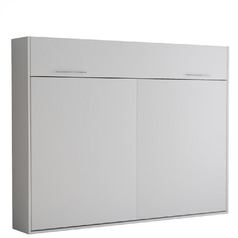 Armoire-lit escamotable VERTIGO blanc mat - Couchage 140x200 cm avec sommier à lattes_0