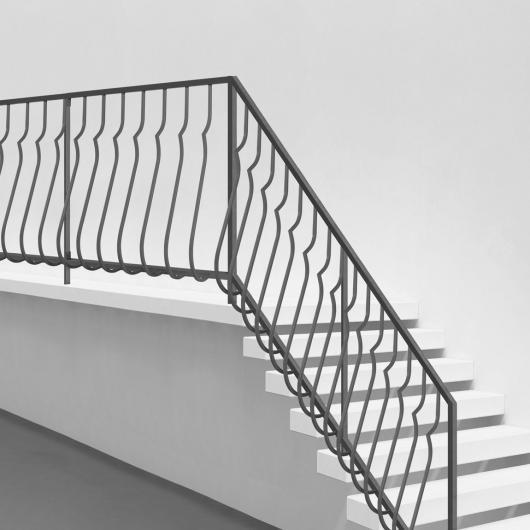 Garde-corps pour balcon et rampe Harmonie - Main courante haute et lisse basse tube 40x27 - Barreaudage carré plein 14_0