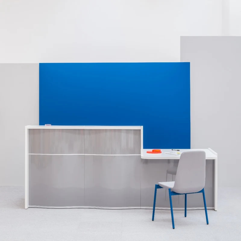 Banque d'accueil avec PMR WAVE - design fluide et minimaliste - 150 cm et 97 cm - Marque MDD_0
