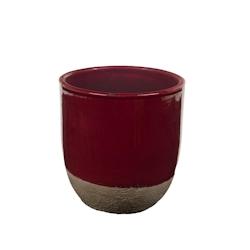 Cache-pot Belga cerise 13 cm - Rouge Rond en Céramique Amadeus - Design bicolore rouge et beige naturel_0