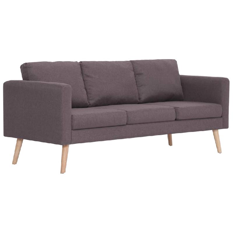 Canapé-lit 3 places - Lit d'invité convertible en tissu taupe avec coussins amovibles et cadre en bois - Modèle 02_0020821_0