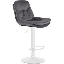 CLP Tabouret de bar Laurel velours Gris foncé/Métal blanc mat - gris textile 323967_0