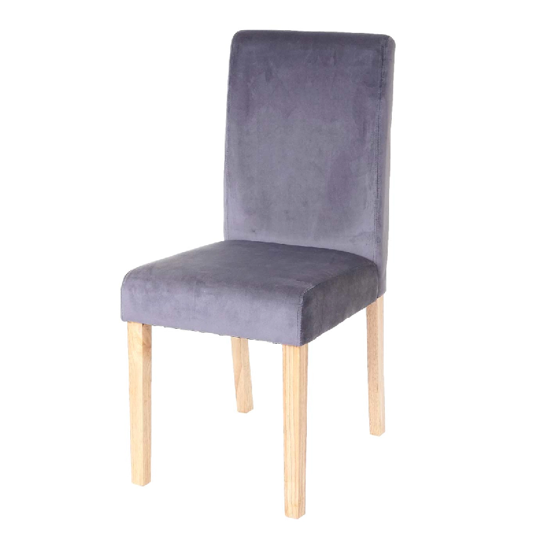 Décoshop26 - Chaise de salle à manger cuisine en velours gris pieds en bois clair design moderne 04_0002310 - gris 3000274032698_0