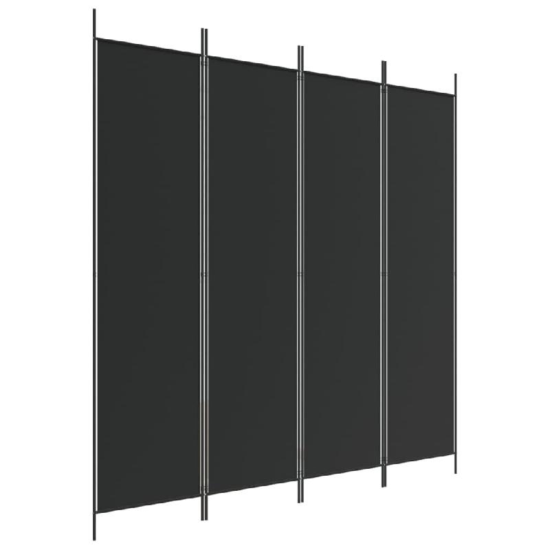 Décoshop26 - Paravent séparateur de pièce cloison 4 panneaux 200 x 200 cm tissu noir et fer DEC030906 - noir 3000258187147_0