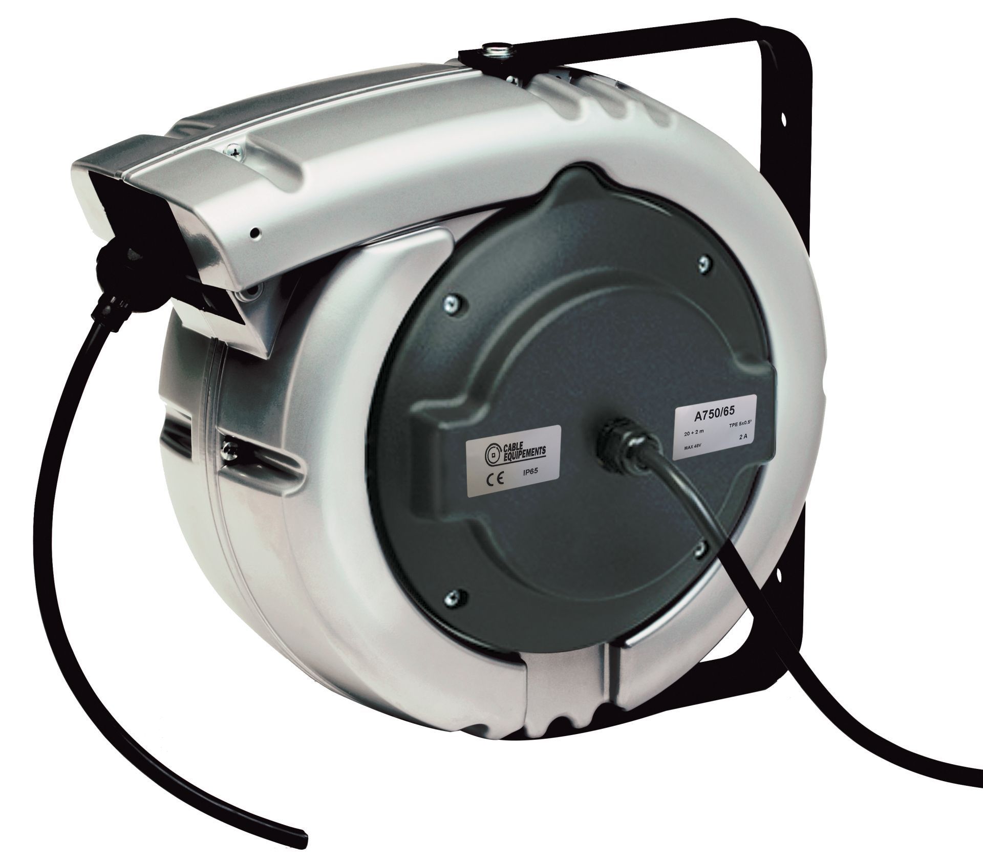 Enrouleur électrique à rappel automatique à ressort - Gamme ALU 700/65 - Carter aluminium IP65 - Jusqu'à 26 mètres_0