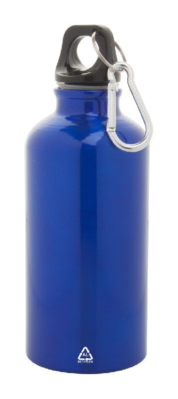 Gourde en aluminium recyclé - 400 ml - avec mousqueton en aluminium recyclé - couleur bleu_0
