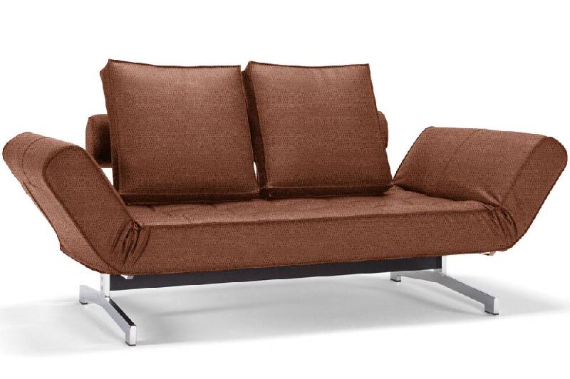 INNOVATION LIVING  CANAPÉ DESIGN GHIA CHROME LEATHER LOOK BROWN FAUNAL CONVERTIBLE LIT 210*80CM_0