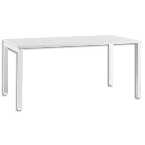 Mt international bureau droit mt1 elégance plateau et piétement u en métal blanc dim l120 x h74 x p67 cm_0