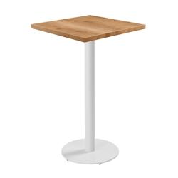 Oviala Business Table haute carrée 60 cm pied blanc et revêtement bois clair - marron acier 113127_0