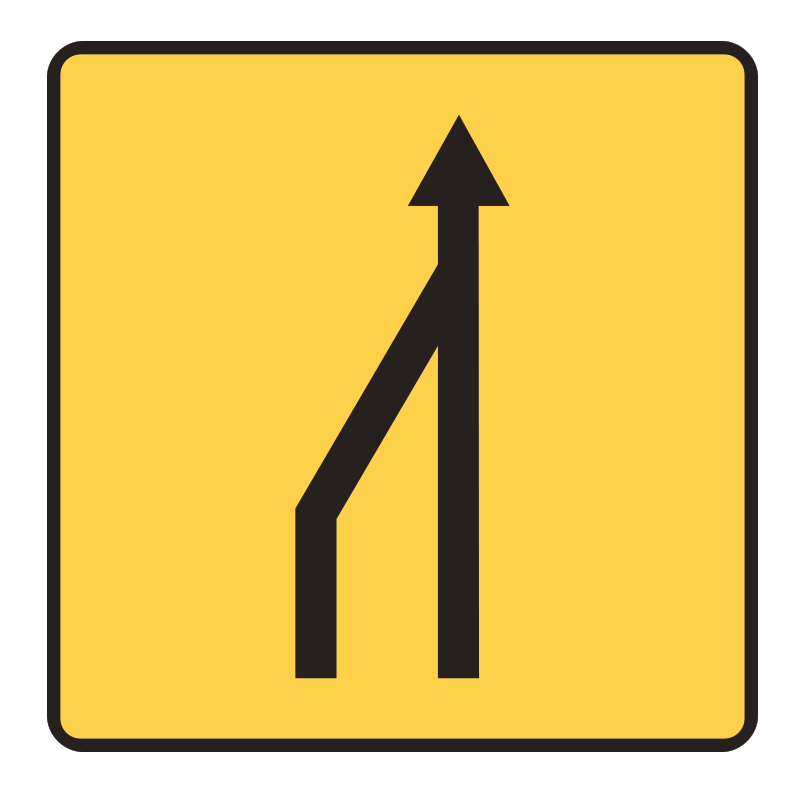 Panneau de voirie temporaire KD10A ex1G - Réduction des voies à gauche - présignalisation de déviation_0