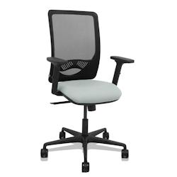 Piqueras y Crespo Silla Zulema sincro malla negra asiento bali gris claro brazos 2D ruedas 65mm - gris multi-matériau 390SM840B40B2DB68R65_0