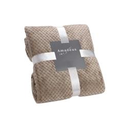 Plaid Damier taupe 170x240 cm -  Marron Rectangle Tissu Amadeus 170x0.2 cm - marron textile 3520071594705_0