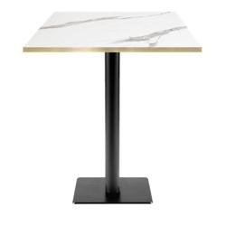 Restootab - Mange-debout 70x70cm - modèle MilanT marbre blanc chants laiton - blanc TB-MITFF-7070M-MB.BLA-LAI_0