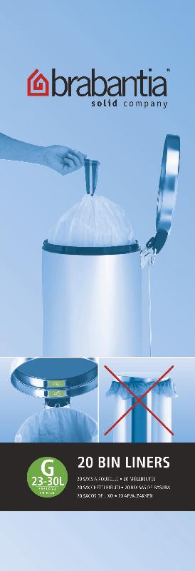 Sacs-poubelle BRABANTIA blanc - capacité 30L - plastique - forme ronde_0