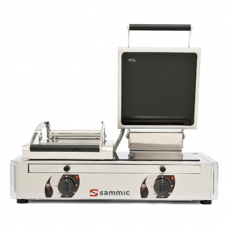 Sammic GV-10LL Vitro Double Grill 3400 W, plaques vitrocéramiques lisses en bas et en haut, thermostat 250°C, tiroir à résidus, acier inoxydable -_0
