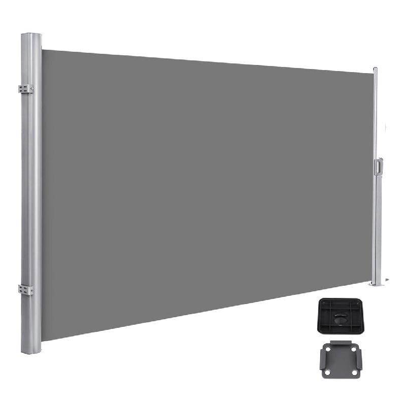 STORE LATÉRAL BRISE-VUE RÉTRACTABLE PARAVENT PARE-SOLEIL POUR BALCON PATIO TERRASSE ET JARDIN AVEC FIXATION AU SOL PROTECTION DE LA VIE PRIVÉE 180 X 350 CM GRIS 12_0001857_0