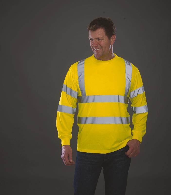 T-shirt haute visibilité manches longues - Réf: YHVJ420 - Polyester, bandes réfléchissantes, norme EN ISO 20471:2013_0