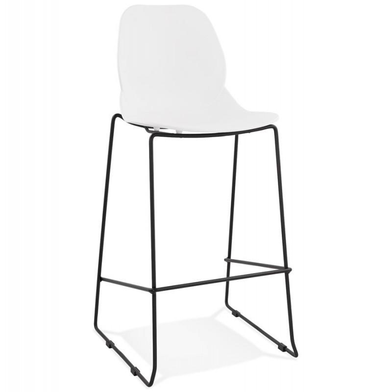 Tabouret de bar Garen 111 cm blanc - Paris Prix - métal & polypropylène - usage extérieur - empilable_0