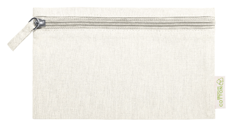 Trousse de toilette zippée en coton recyclé - 100% coton - Couleur beige - Poids 18g_0
