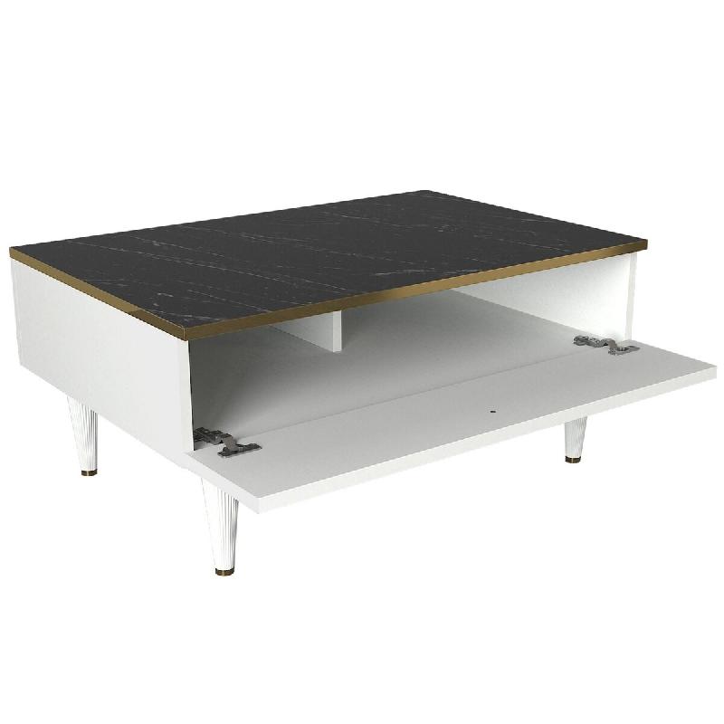 WellHome - Table basse en panneau de particules plaqué mélaminé blanc et noir avec bords dorés 90x42,3x60 cm - multicolore WH1604_0