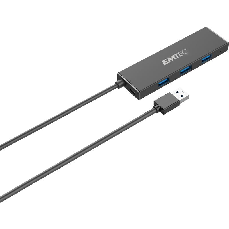 EMTEC T620A Type-A Classic Hub - Concentrateur USB 3.0 (3.1 Gen 1) avec 4 ports - Couleur noir_0
