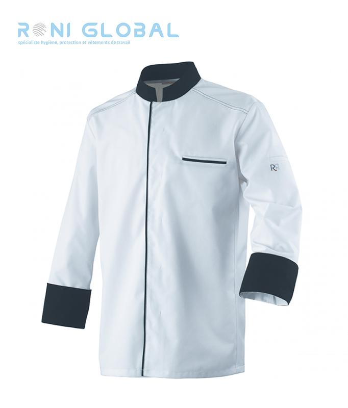 Veste de cuisine homme manches longues - coupe slim en polyester et coton - ABAX ML Robur - maille respirante_0