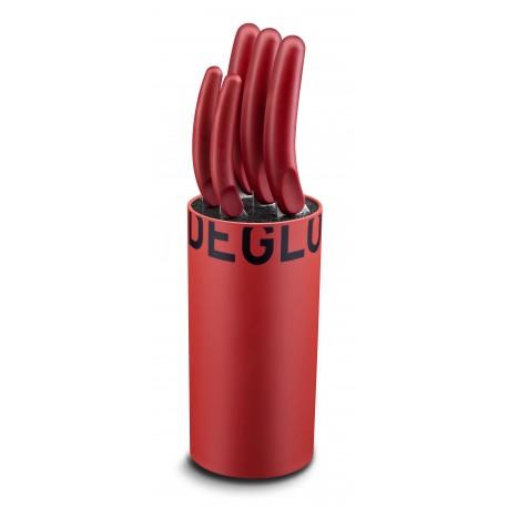 Bloc à fil 5 pièces Silex Color grand modèle Ø 14 cm - hauteur 22 cm - Déglon - acier inox N515 ® et manche antibactérien_0