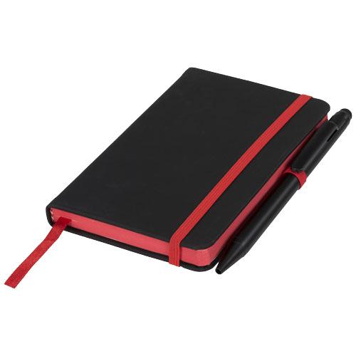 Carnet de notes S Noir Edge - couverture douce, bord coloré et stylet-stylo inclus - 96 feuilles ligné crème_0