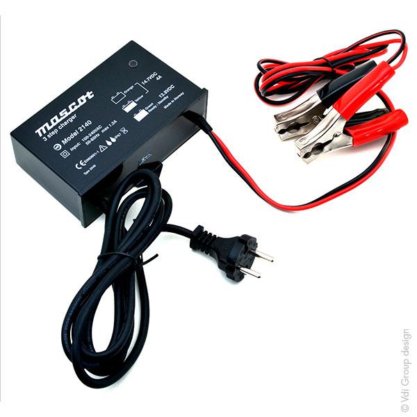 Chargeur de batteries plomb 12V/4A Mascot 2140 - Intelligent - Étanche IP67 - Pinces crocodiles_0