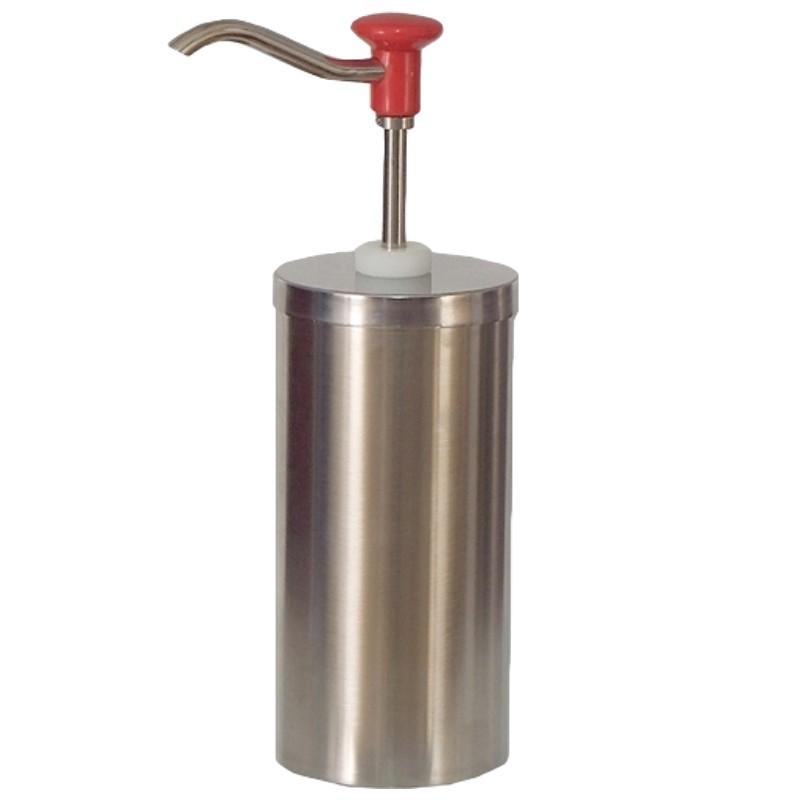 Distributeur de sauces inox avec poussoir - 2,25 Litres - Pompe robuste en acier inoxydable - Dosage réglable 30 ml - Marque Louis Tellier_0