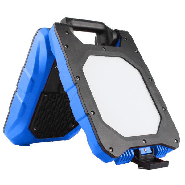 Double projecteur de chantier professionnel sur batterie - 2x10W - Coque renforcée PVC IK08 - Angle d'éclairage 290°_0