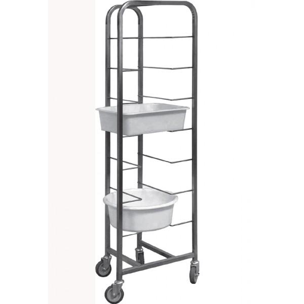 Echelle soudée cuisine pour bac de diviseuse inox 2 x 8 étages L 590 x P 780 x H 2030 mm_0
