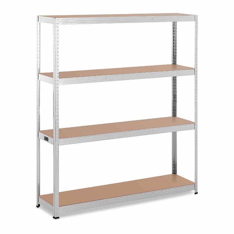 Étagère charge lourde - 160 x 40 x 180 cm - 4 tablettes réglables - 150 kg par tablette - Acier galvanisé - Gris - 14_0005179_0