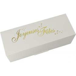 Firplast - Boîte à bûche blanche et or 'Joyeuses fêtes' 200x110x110mm - en carton de qualité_0