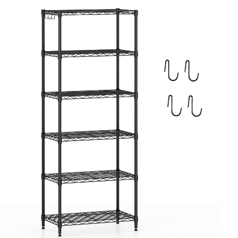 Helloshop26 - Étagère de rangement reconfigurable 59 x 34 x 150 cm robuste avec 6 niveaux réglables en métal noir 20_0019643 - noir 3000233484261_0