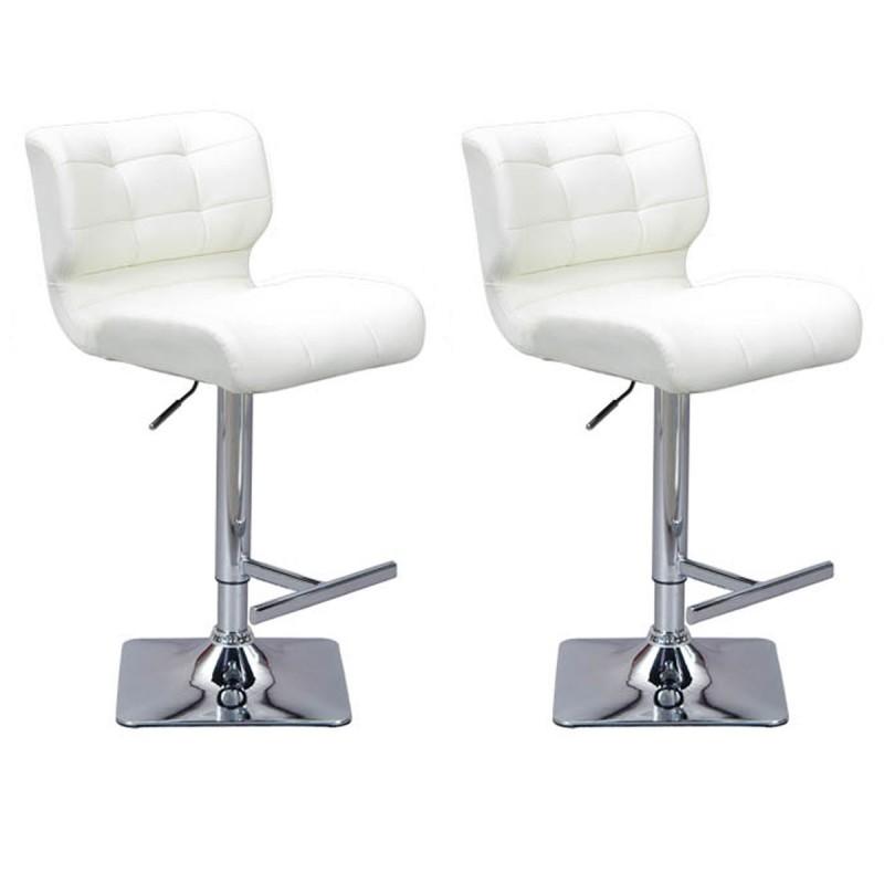Lot de 2 tabourets de bar design Adonis - Hauteur réglable 109 cm - Blanc - Paris Prix_0
