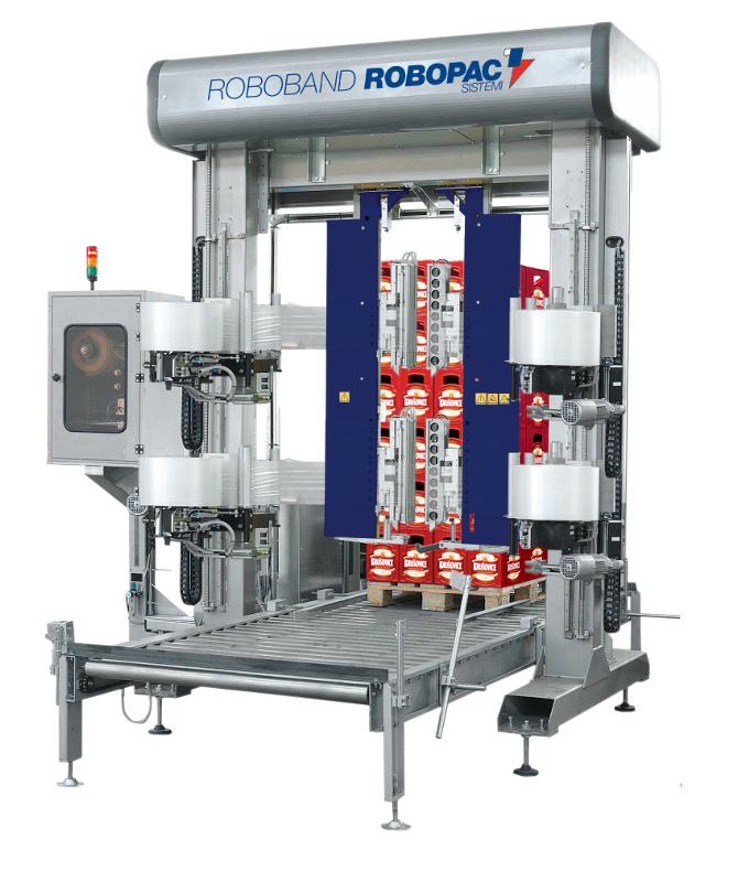 Machine de fin de ligne automatique Roboband 2VH - Banderoleuse avec application de deux bandes parallèles de film étirable_0