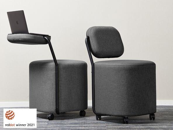 Pouf mobile iQSeat avec dossier et tablette rétractable_0