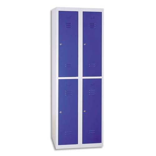 Mt international vestiaire démontable élément suivant 2 cases en acier gris bleu, l30 x h180 x p50 cm_0