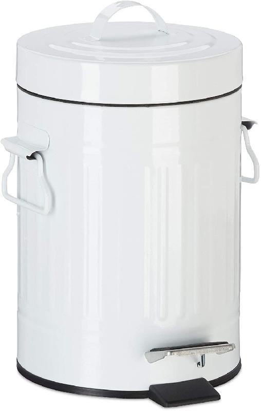 Poubelle à pédale vintage en métal - 3 litres - Blanc - Pour cuisine ou salle de bain - Réf. 13_0002319_0