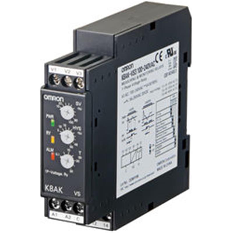 Relais de contrôle de tension monophasé K8AK-VS2 - 24V AC/DC - Plage de 1 à 150V_0