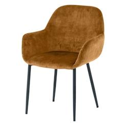 SIT Möbel Ensemble de 2 fauteuils en velours SIT | Accoudoirs évasés | Revêtement en velours jaune | Pieds en métal noir | L 48 x P 57 x H 84 cm_0