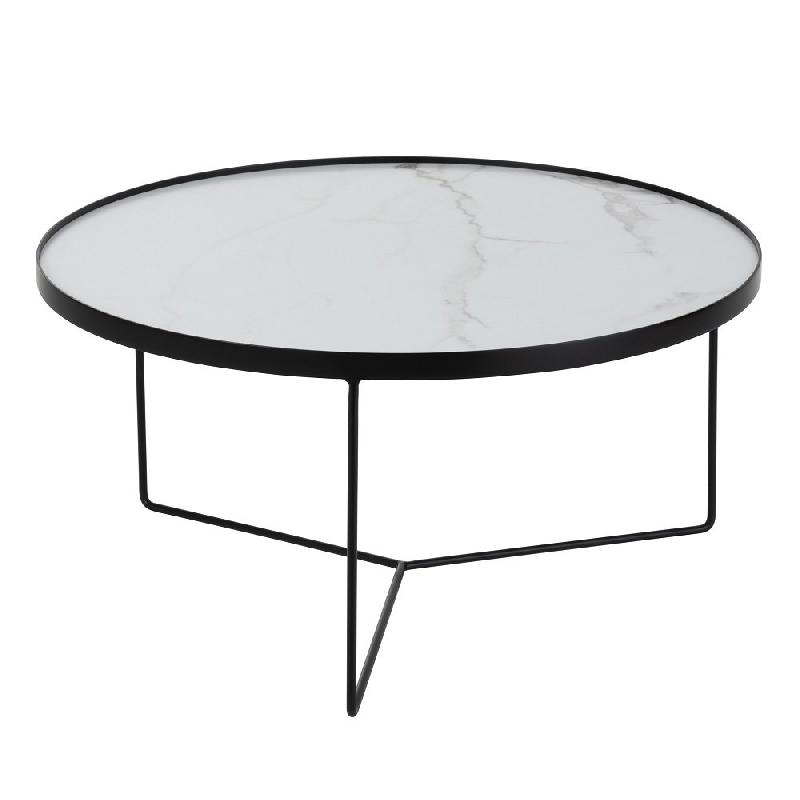 TABLE BASSE RONDE BAPE EN MÉTAL NOIR ET MDF MARBRÉ BLANC._0