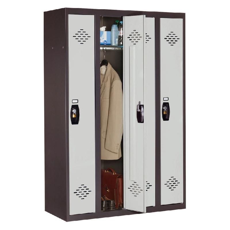 VESTIAIRE AVANTAGE - INDUSTRIE PROPRE - 4 COLONNES - CORPS ANTHRACITE - PORTES GRIS