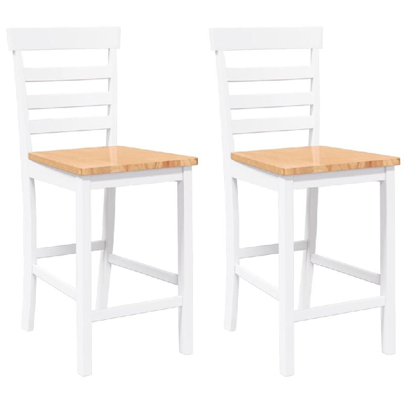 VidaXL Tabourets de bar 2 pcs blanc bois massif d'hévéa Modèle Apex Moderne - multicolore 4102542_0