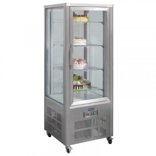 VITRINE À PÂTISSERIE PANORAMIQUE RÉFRIGÉRÉE INOX POLAR - 400 L