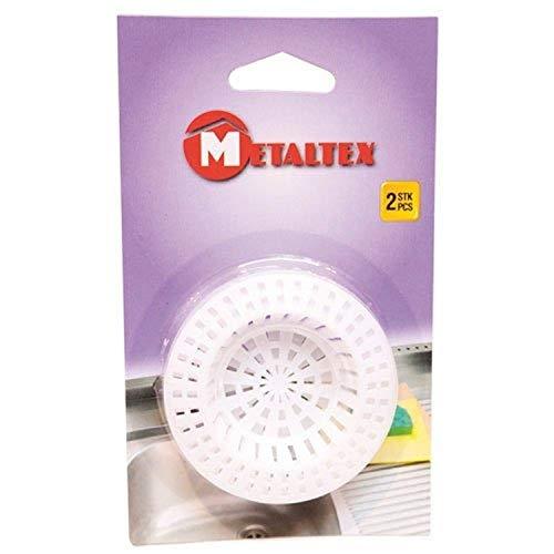 Filtre d'évier Metaltex - Sorepro 29754510080 - Lot de 2 filtres en plastique blanc, diamètre 4,5 / 6 cm_0